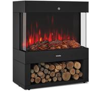 tectake® Cheminée électrique sur pied, 60 x 33 x 73,5 cm, 2 niveaux de chauffage 900 et 1800W, Cheminee electrique Effet flamme, Contrôle par thermostat, Cheminée electrique Poele electrique chauffage