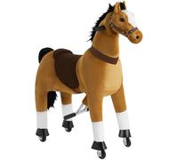 TECTAKE Cheval à bascule en peluche sur roulettes avec pédales et poignées antidérapantes - 34 x 89 x 100 cm