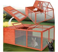 tectake® Clapier Pliable pour rongeurs, Toit ouvrant, 150 x 103 x 53 cm, Cage Lapin, Cage Hamster, Cochon d'Inde, Enclos Lapin en Bois, Aucun Montage requis, Clapier Lapin Exterieur, Enclos Hamster