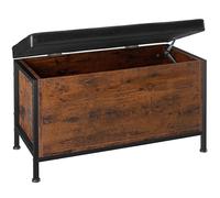 TecTake Coffre Banquette matelassée Calico 81,5x41,5x50,5cm Meuble Rangement Style Industriel Multifonction diverses Couleurs (Bois foncé Industriel)