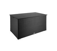 TECTAKE Coffre de jardin caisse de rangement pour coussins avec cadre en aluminium et tressage en rotin noir