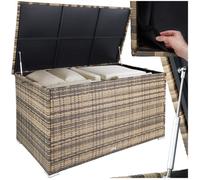 Rangement d'extérieur - TECTAKE - Coffre de jardin OSLO en aluminium et polyrotin, revêtement intérieur amovible - Marron Naturel