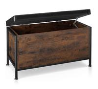 TecTake Coffre Banquette matelassée Calico 81,5x41,5x50,5cm Meuble Rangement Style Industriel Multifonction diverses Couleurs (Bois foncé Industriel)