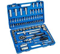 TecTake Coffret de clés à cliquets de 94 pièces set compact clés à douilles 1/2 pouce et 1/4 pouce