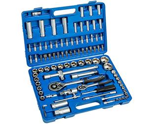 TecTake Coffret de clés à cliquets de 94 pièces set compact clés à douilles 1/2 pouce et 1/4 pouce
