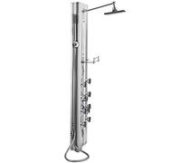 tectake® Colonne de douche 118 x 27 x 9,8 cm en Aluminium, Colonne de douche hydromassante 10 jets massage, Pommeau de douche effet pluie, Douchette, Anti calcaire, Mitigeur, Miroir, Salle de bain