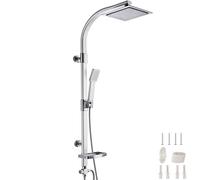 tectake® Colonne de douche 49 x 20 x 110 cm, Colonne salle de bain, Tete de douche et Douchette, Anti calcaire, Pommeau de douche, Effet pluie, Raccordements DIN, Porte savon, Baignoire, Salle de bain