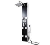 tectake® Colonne de Douche Panneau hydromassante avec mitigeur Multi Jets pour Douche italienne ou autre, Effet Pluie, Multifonction, Balneo - Noir