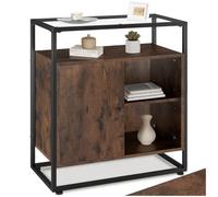 TecTake®, Commode 70 x 38 x 80,5 cm, Commode Chambre Style Industriel, Plateau en Verre, Buffet Salle a Manger Buffet Salon Meuble de Rangement Rangement Chambre Meuble Salon Vaisselier, Bois foncé