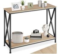 tectake® Console meuble TACOMA 100 x 35 x 80,5 cm, Style industriel chic minimaliste, Cadre en acier robuste, Console Entree Meuble d'Entrée Couloir Salon Bureau, Décoration Maison, Couleur Bois Clair