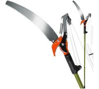 tectake® Coupe branche telescopique 2en1 Secateur et Scie à élaguer, Extensible 161-258 cm, Hauteur de travail max. 4m avec poignée de tirage, Elagueuse sur perche Taille haie Outils jardinage
