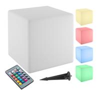 TecTake® Cube lumineux LED multicolore avec telecommande 16 couleurs Table basse Pouf Lampe jardin T.L (43x43x43cm) Luminaire exterieur Éclairage extérieur Eclairage piscine Salon de jardin exterieur