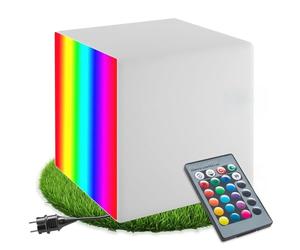 tectake® Cube lumineux LED multicolore Taille S (35x35x35cm) telecommande 16 couleurs Table basse Pouf Lampe jardin Luminaire exterieur Éclairage extérieur Eclairage piscine Salon de jardin exterieur