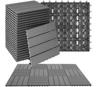 tectake® Lot de 22 Dalles clipsables exterieur Caillebotis exterieur en aspect Bois Dalle WPC Résistant aux intempéries pour Revêtement sol extérieur Terrasse Balcon Veranda Abri de jardin