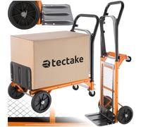 TECTAKE Diable 2 en 1 80 kg 2 en 1 avec Anneau en acier avec bande élastique pour fixer les sacs Orange