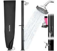 tectake® Douche Solaire multifonctionnelle Eau Chaude 20L, Pommeau de Douche Effet de Pluie, Porte-Savon et Housse de Protection, Douche Solaire exterieure Jardin, Piscine, Camping, Spa, Sauna, Plage