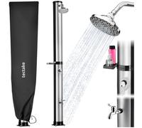tectake® Douche Solaire multifonctionnelle Eau Chaude 40L, Pommeau de Douche Effet de Pluie, Porte-Savon et Housse de Protection, Douche Solaire exterieure Jardin, Piscine, Camping, Spa, Sauna, Plage