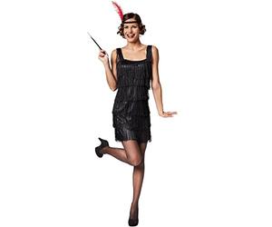 TecTake dressforfun Costume Charleston pour Femme | Robe Courte et séduisante | Franges remarquables | Point Phare : Bandeau à Plume (XL | No. 301583)