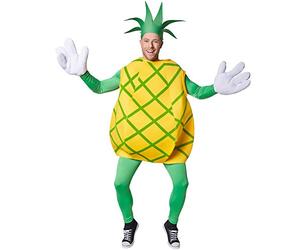 TecTake dressforfun Costume d’Ananas | Le Point Fort : Haut sans Manches à Rayures croisées Vertes | Gros Gants Amusants | Y Compris Un Couvre-Chef en Forme de Couronne de Feuilles (XL | no. 301633)