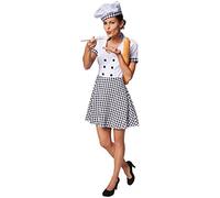 TecTake dressforfun Costume de Chef de Cuisine pour Femme | Robe Courte et Chic | avec Un Motif à Carreaux de Cuisinier | Y Compris Une Toque Cool (XL | no. 301511)