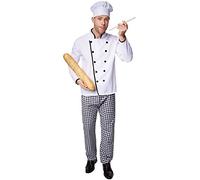 TecTake dressforfun Costume de chef étoilé pour homme | Belle veste de chef de cuisine | Pantalon assorti à carreaux | Y compris chapeau de chef (S | no. 301538)