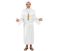 TecTake dressforfun Déguisement de pape homme | robe avec coiffe papale, croix, ceinture à nouer pratique & merveilleuse cape (L | o. 300348)