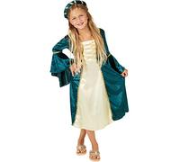 TecTake dressforfun Déguisement pour Filles Princesse Médiéval | en Panne de Velours et Satin Brillant | INCL. Bandeau (9-10 Ans | no. 300976)