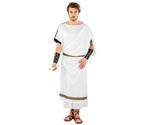 TecTake dressforfun Déguisement toge Romaine Homme antiquité règle Empereur | Robe avec Ceinture en Style Brocart à Fermeture Auto-agrippante (S/M | no. 300398)