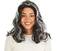 tectake dressforfun Perruque de Vampire | Noir avec des mèches claires | Diable sorcière Halloween Carnaval Gothiques