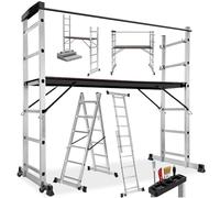 TecTake Échafaudage 3 en 1 – Échelle avec plateforme modulable en aluminium