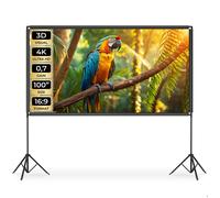 TECTAKE - Écran de projection Cinema avec trépieds pliables, 16:9, 4K, HD - 100""/275 cm, blanc