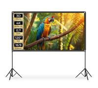 TECTAKE - Écran de projection portable 120"" avec trépieds, 16:9, 4K HD, angle 160° - blanc
