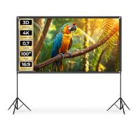 tectake® Écran de Projection Portable 2 trépieds, 223x128 cm, Ecran videoprojecteur Format 16:9, Toile videoprojecteur 4K, HD, Full HD, Ultra HD Ecran de Projection Toile projecteur Écran projecteur