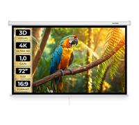 tectake® Écran de Projection pour Mur ou Plafond, 160x190 cm, Ecran videoprojecteur Format 16:9, Toile videoprojecteur 4K, HD, Full HD, Ultra HD, Ecran de Projection Toile projecteur Écran projecteur