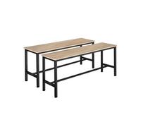 TECTAKE Ensemble de 2 bancs style industriel Bois clair industriel, Chêne Sonoma
