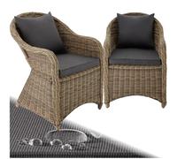 tectake® Ensemble de 2 Fauteuils Confortables avec Accoudoirs, Salon de Jardin Exterieur ou Intérieur, PolyRotin et Aluminium, Coussins Inclus, Mobilier de Jardin Amenagement Balcon Terrasse Veranda