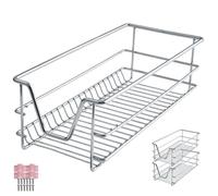 TECTAKE Ensemble de 2 tiroirs de rangement téléscopiques Largeur réglable Facile à manœuvrer avec extension totale - Gris