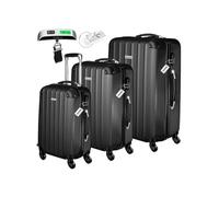 TECTAKE Ensemble de 3 valises 3 pièces en ABS robuste, balance à bagages et étiquette noir