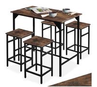 tectake® Ensemble de Bar 5 pièces, Table Haute 100 x 60 x 88,5 cm et 4 Tabouret Bar 32 x 32 x 58 cm, Style Industriel, Table Haute Mange Debout et Tabouret Haut, Cuisine, Salle à Manger, Bois foncé