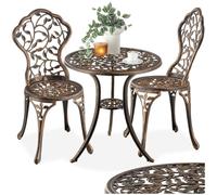 Ensemble table et chaise - TECTAKE - Ensemble bistrot LYON 2 personnes résistant aux intempéries avec motifs fantaisiste - Noir/Gris