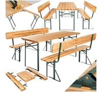 Table et blancs de jardin - TECTAKE - Ensemble repas d'extérieur FRANZ II 8 places pliable stable avec dossier amovible en bois