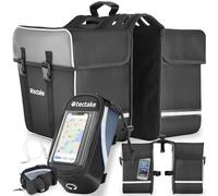 tectake® Ensemble Double Sacoche Velo Porte Bagages avec Bandes réfléchissantes et Sacoche de Cadre Support Téléphone Velo, Sacoches déperlantes pour Vélo électrique, Vélo, VTT, Cyclisme Sport Voyage