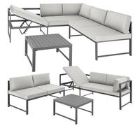 TecTake® Ensemble Salon de Jardin Exterieur 5 Personnes en Aluminium 1 Canapé 2 Places 1 Canapé 3 Places & 1 Table de Jardin, Coussins Inclus, Mobilier Amenagement Balcon Terrasse Veranda