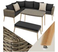 TecTake® Ensemble Salon de Jardin Exterieur en Poly Rotin 4 Places 1 Canapé 1 Banquette Jardin et 1 Table de Jardin, Facile d'entretien, Mobilier de Jardin pour Amenagement Balcon Terrasse Veranda