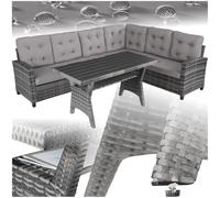 TecTake® Ensemble Salon de Jardin Exterieur XXL en Poly Rotin Canapé 6 Places Rembourrage Moelleux et 1 Table de Jardin, Mobilier de Jardin pour Amenagement Balcon Terrasse Veranda Canapé rotin