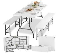 tectake® Ensemble Table de fête Pliable, 180 x 74 x 72 cm, bancs, 150 kg