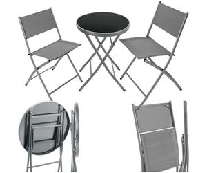 tectake® Ensemble Table Ronde et Chaises Pliantes Table de Bistrot Bar Salon de Jardin Exterieur 2 Personnes, Structure en Acier lâqué époxy, Mobilier de Jardin Amenagement Balcon Terrasse