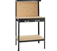 tectake® Etabli Atelier Garage 81 x 41 x 145 cm., Plan de Travail Clair et spacieux, Table Haute, Grand tiroir, étagère Pratique, Etabli avec Panneau Perforé, Rangement des Outils, Rangement Garage