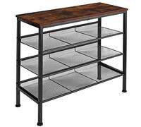 TecTake® Étagère à Chaussures 75,5 x 30,5 x 69,5 cm, Rangement Chaussure 3 étagères grillagées, Style Industriel, Meuble Chaussure Rangement Chaussures Meuble d'entrée Dressing Chambre, Bois foncé