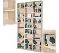 tectake® Étagère bibliothèque, 180 x 102 x 23.5 cm, 27 compartiments | Accueille jusqu'à 1080 CD, 24 étagères réglables & amovibles, Montage facile, Paroi arrière stable, Aspect Bois, Marron Hêtre